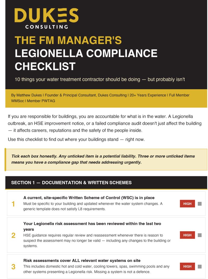 Dukes Consulting Legionella Checklist 1